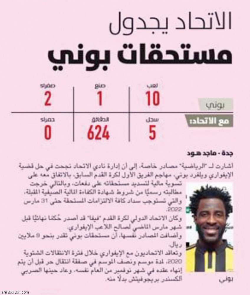 الاتحاد يغلق ملف
بوني وكاريلي