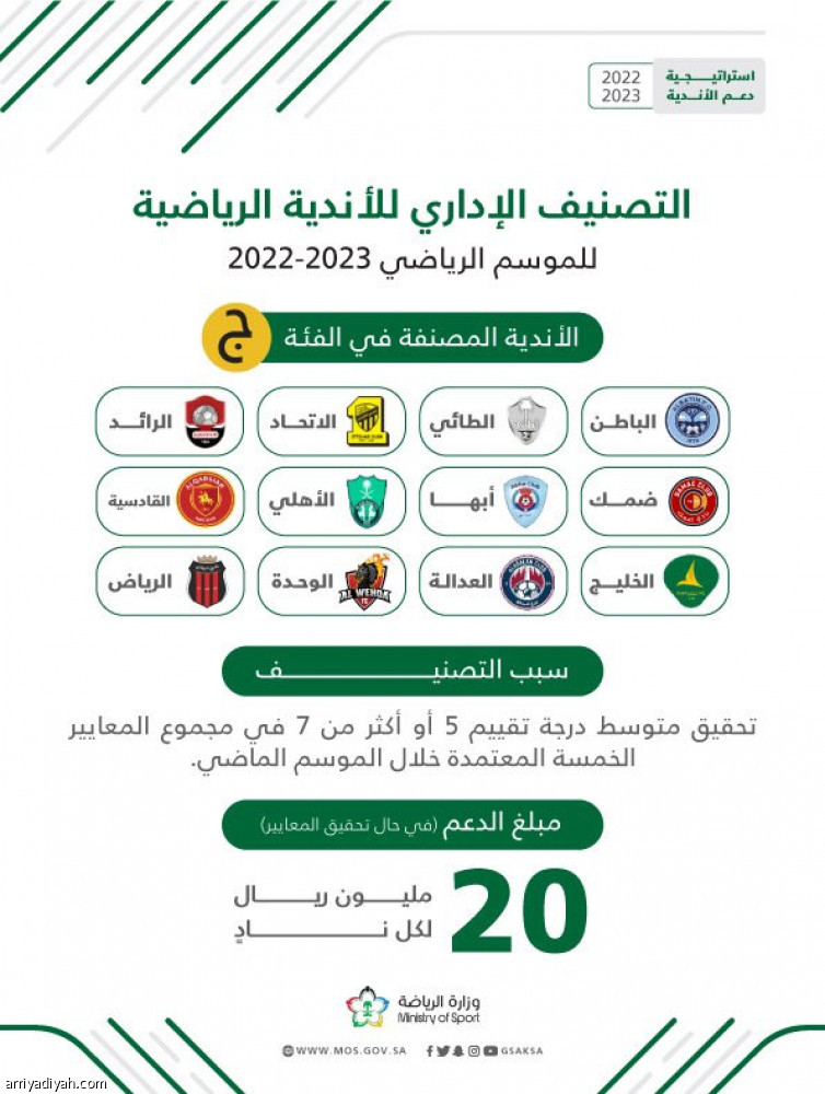 «دعم الحوكمة».. تصنيف الأندية على 6 فئات