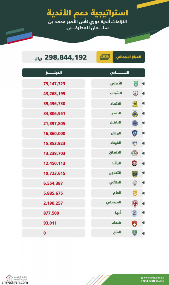 «الكفاءة المالية»: 300 مليونا ديون الأندية